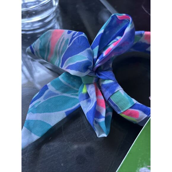 Lilly Pulitzer Fabric Wrapped Bow Bangle Bennet Blue Celestial Seas One Size NWT - Picture 4 of 10